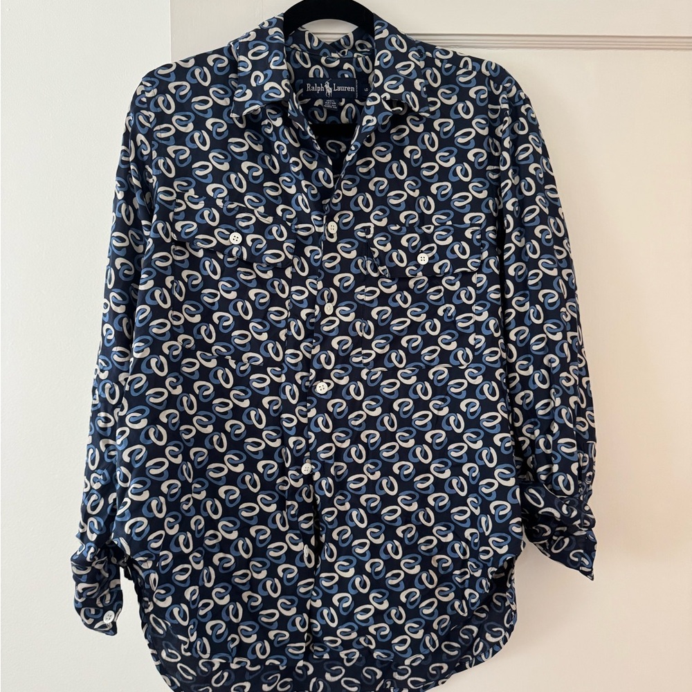 Vintage Ralph Lauren Blue and White Button Down